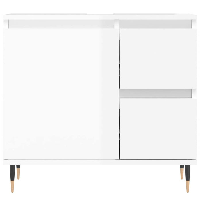 Armadietto Bagno Bianco Lucido 65x33x60cm in Legno Multistrato 831598