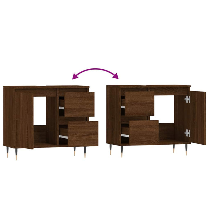 Armadietto Bagno Rovere Marrone 65x33x60cm in Legno Multistrato 831603