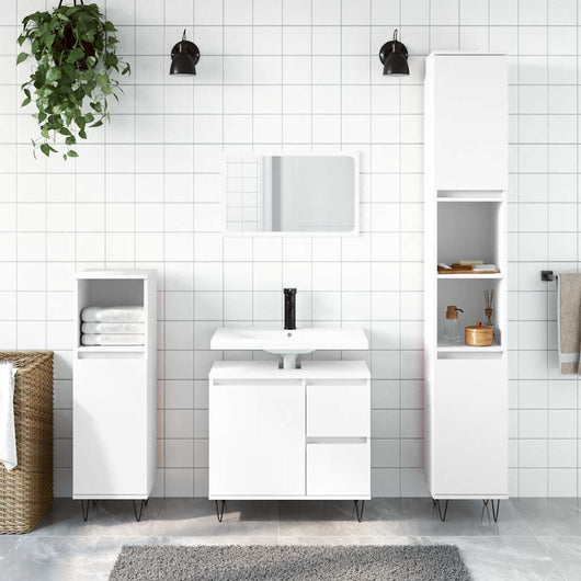 Armadietto da Bagno Bianco 65x33x60 cm in Legno Multistratocod mxl 128186