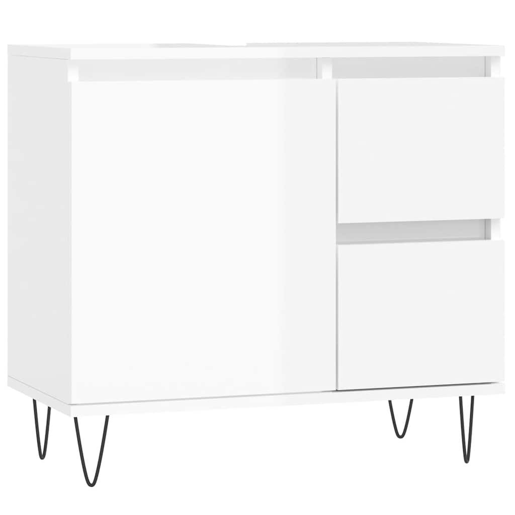 Armadietto Bagno Bianco Lucido 65x33x60cm in Legno Multistratocod mxl 128429