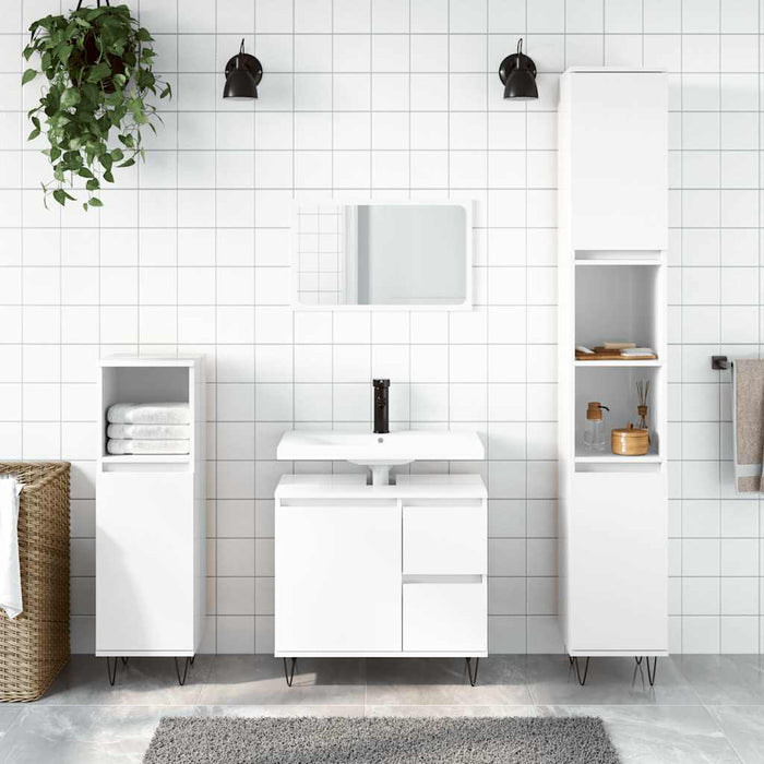 Armadietto Bagno Bianco Lucido 65x33x60cm in Legno Multistratocod mxl 128429