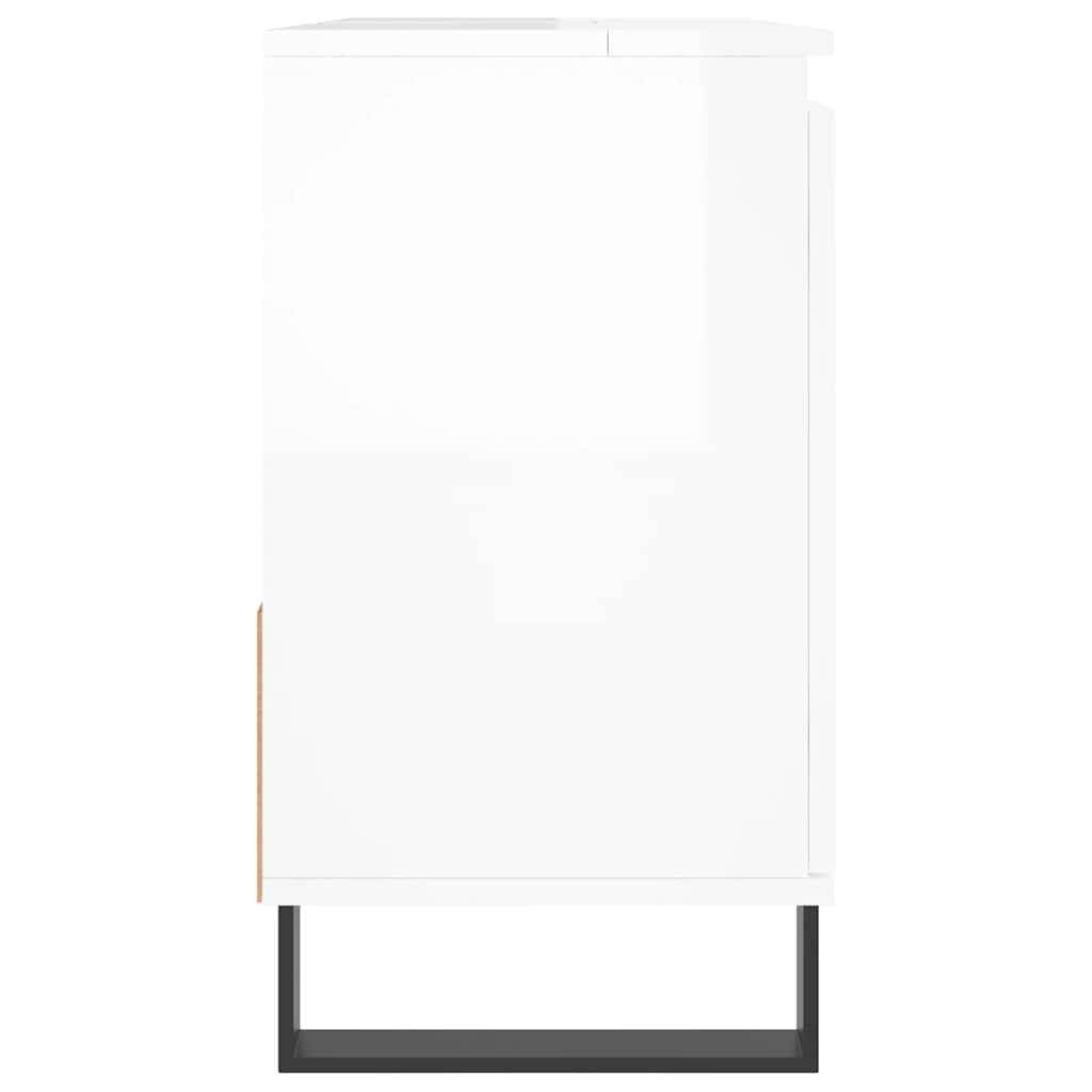 Armadietto Bagno Bianco Lucido 65x33x60cm in Legno Multistrato 831614