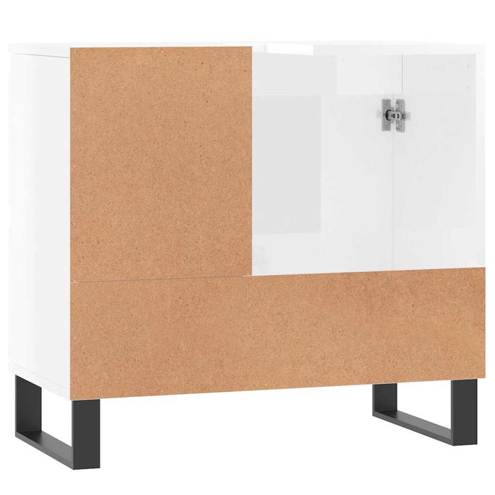 Armadietto Bagno Bianco Lucido 65x33x60cm in Legno Multistrato 831614