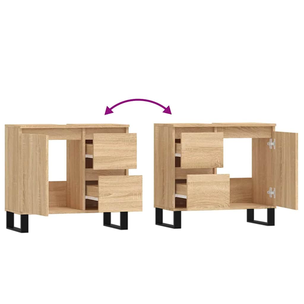 Armadietto da Bagno Rovere Sonoma 65x33x60 cm Legno Multistrato 831615