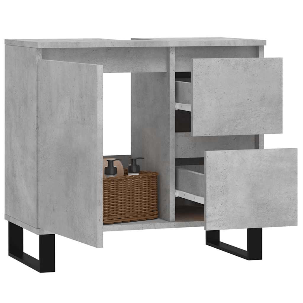 Armadietto da Bagno Grigio Cemento 65x33x60cm Legno Multistratocod mxl 80797