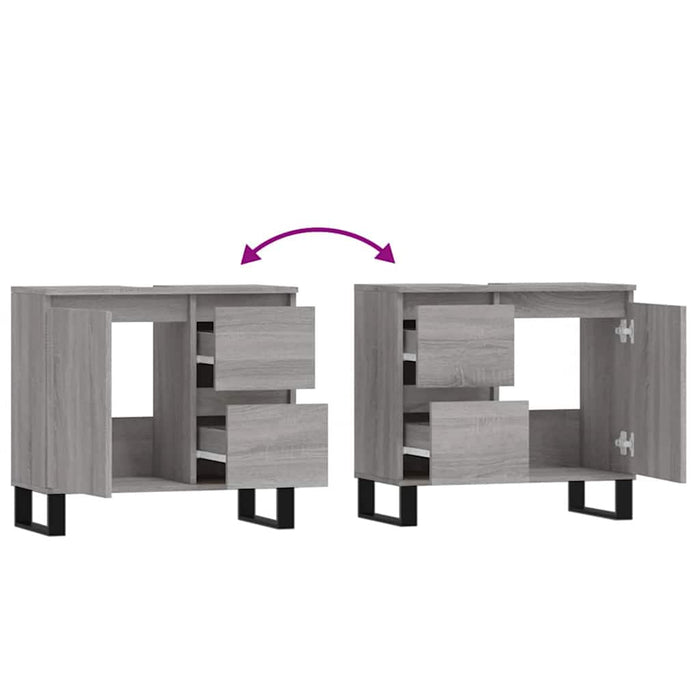 Armadietto Bagno Grigio Sonoma 65x33x60 cm in Legno Multistrato 831618