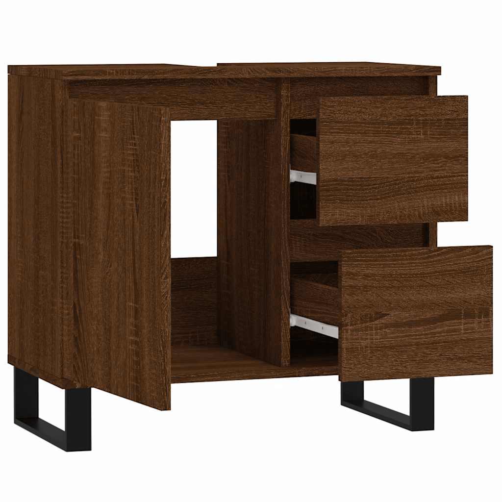 Armadietto Bagno Rovere Marrone 65x33x60cm in Legno Multistrato 831619