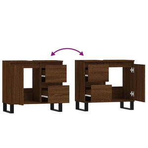 Armadietto Bagno Rovere Marrone 65x33x60cm in Legno Multistrato 831619