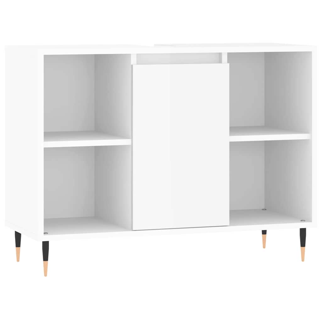 Armadietto Bagno Bianco Lucido 80x33x60cm in Legno Multistratocod mxl 105986