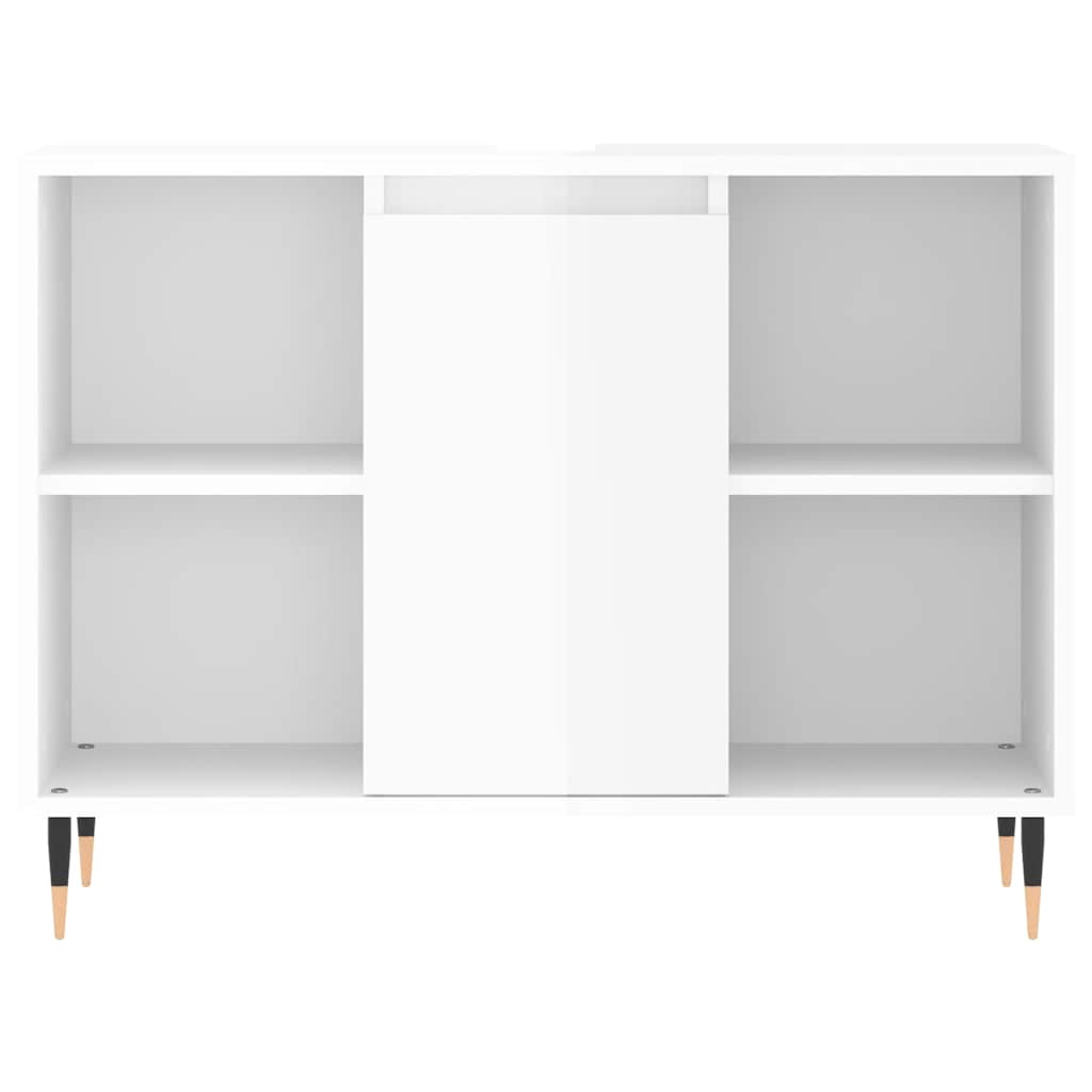Armadietto Bagno Bianco Lucido 80x33x60cm in Legno Multistrato 831622