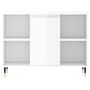 Armadietto Bagno Bianco Lucido 80x33x60cm in Legno Multistrato 831622