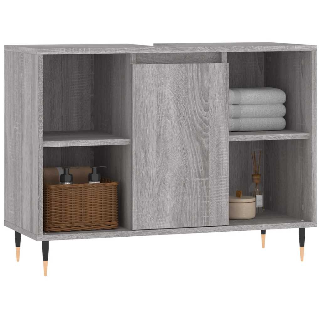 Mobile da Bagno Grigio Sonoma 80x33x60 cm in Legno Multistrato 831626
