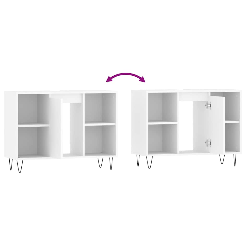 Mobile da Bagno Bianco 80x33x60 cm in Legno Multistrato 831628