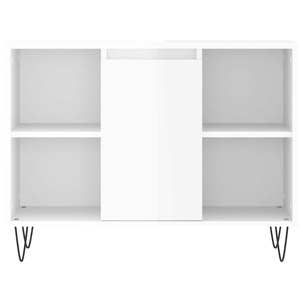 Armadietto Bagno Bianco Lucido 80x33x60cm in Legno Multistrato 831630