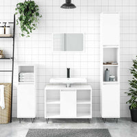 Armadietto Bagno Bianco Lucido 80x33x60cm in Legno Multistrato 831630