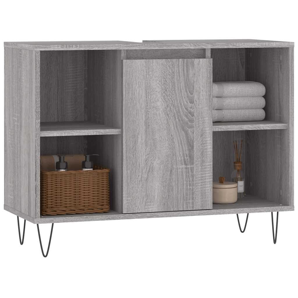 Mobile da Bagno Grigio Sonoma 80x33x60 cm in Legno Multistrato 831634
