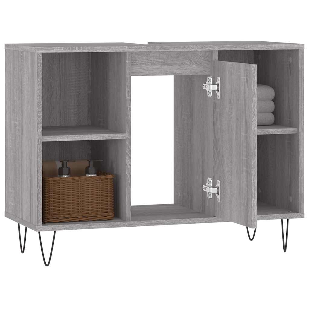 Mobile da Bagno Grigio Sonoma 80x33x60 cm in Legno Multistrato 831634