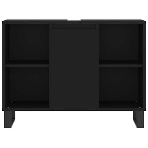 Mobile da Bagno Nero 80x33x60 cm in Legno Multistrato 831637
