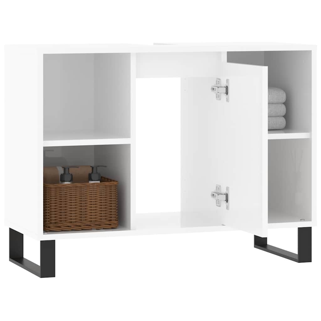 Armadietto Bagno Bianco Lucido 80x33x60cm in Legno Multistrato 831638
