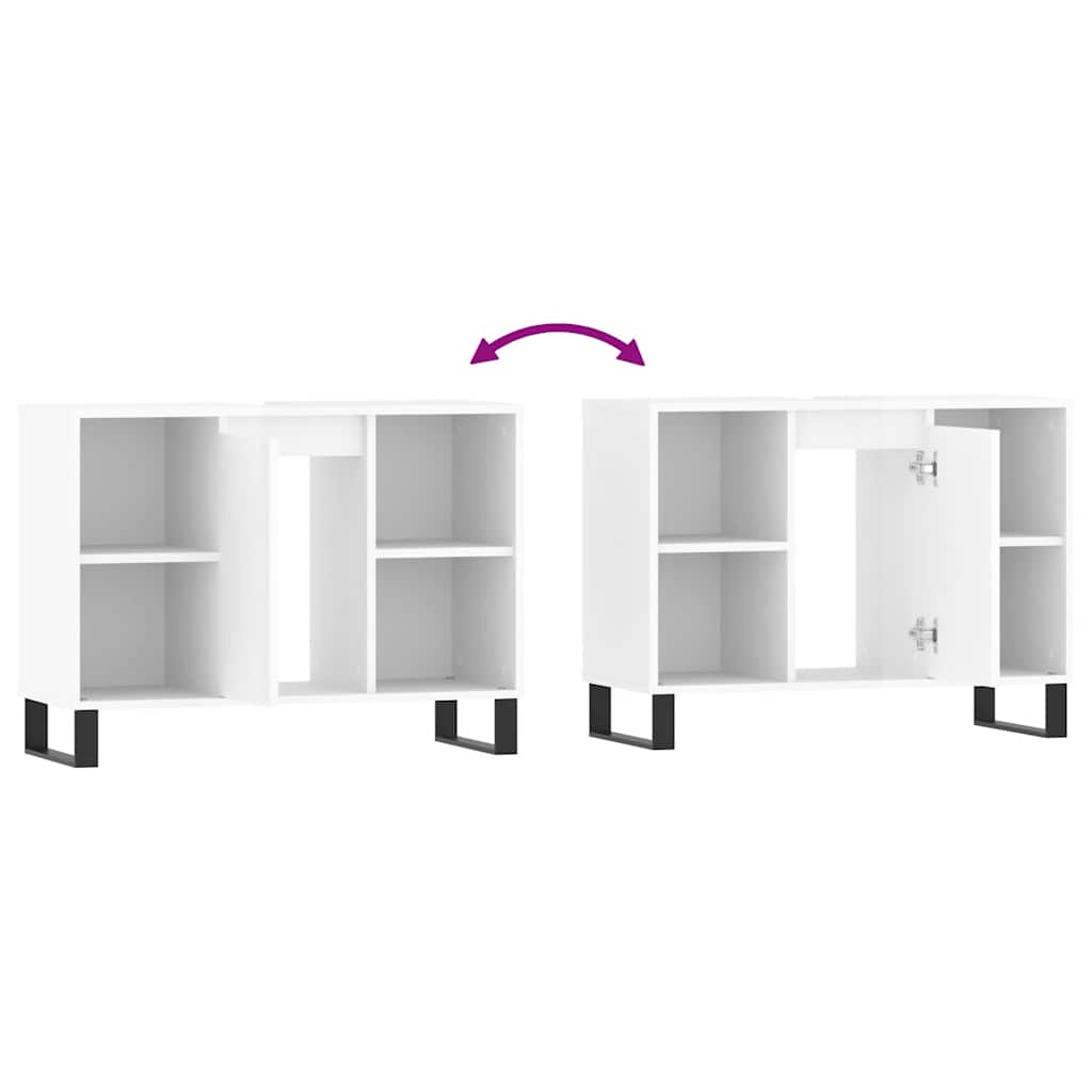 Armadietto Bagno Bianco Lucido 80x33x60cm in Legno Multistrato 831638