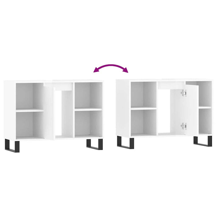 Armadietto Bagno Bianco Lucido 80x33x60cm in Legno Multistrato 831638