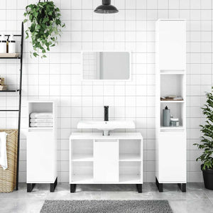 Armadietto Bagno Bianco Lucido 80x33x60cm in Legno Multistrato 831638