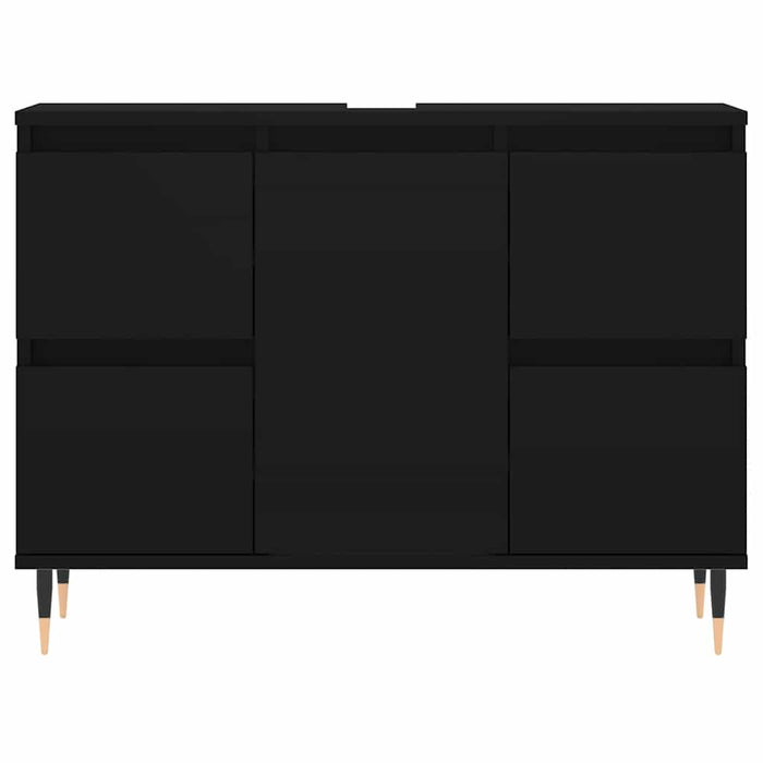 Mobile da Bagno Nero 80x33x60 cm in Legno Multistrato 831645
