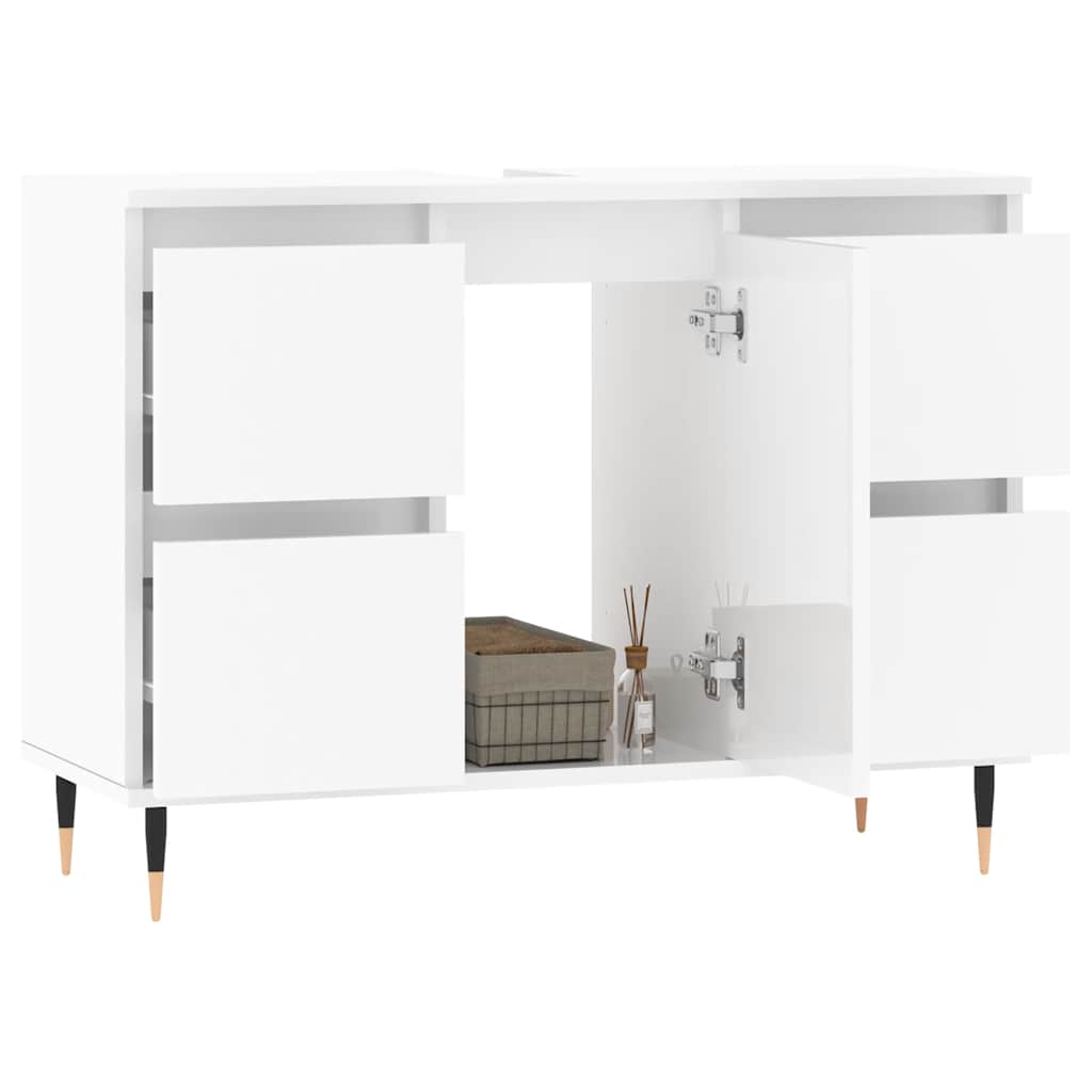 Armadietto Bagno Bianco Lucido 80x33x60cm in Legno Multistratocod mxl 129975
