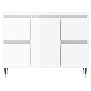 Armadietto Bagno Bianco Lucido 80x33x60cm in Legno Multistrato 831646