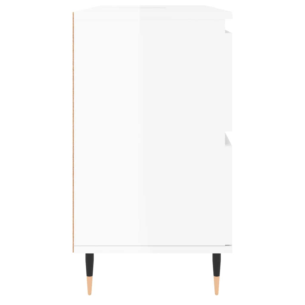 Armadietto Bagno Bianco Lucido 80x33x60cm in Legno Multistrato 831646