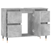 Armadietto da Bagno Grigio Cemento 80x33x60cm Legno Multistrato 831648