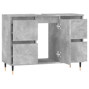 Armadietto da Bagno Grigio Cemento 80x33x60cm Legno Multistrato 831648