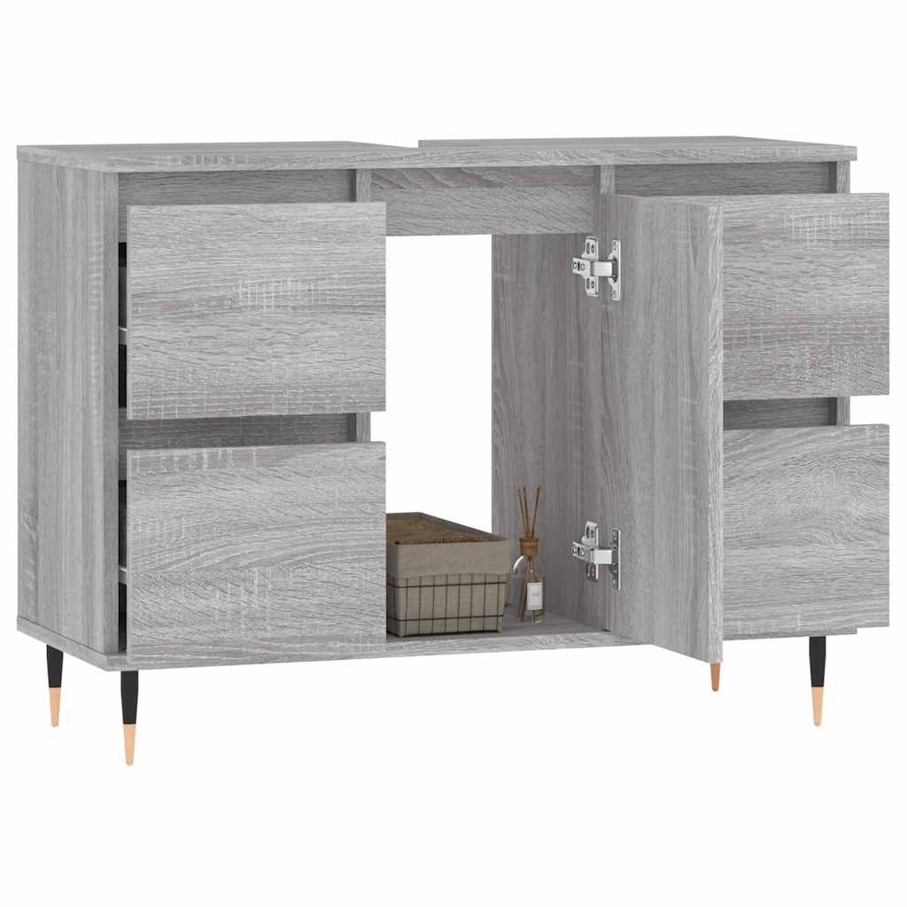 Mobile da Bagno Grigio Sonoma 80x33x60 cm in Legno Multistrato 831650