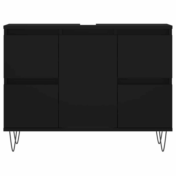 Mobile da Bagno Nero 80x33x60 cm in Legno Multistrato 831653