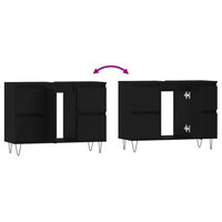 Mobile da Bagno Nero 80x33x60 cm in Legno Multistrato 831653