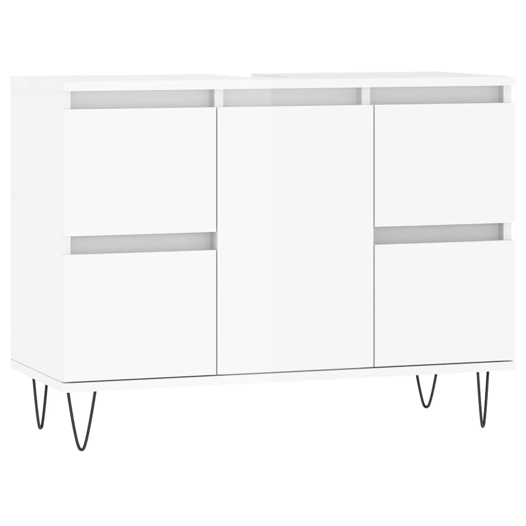 Armadietto Bagno Bianco Lucido 80x33x60cm in Legno Multistrato 831654
