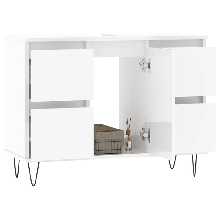 Armadietto Bagno Bianco Lucido 80x33x60cm in Legno Multistratocod mxl 80264