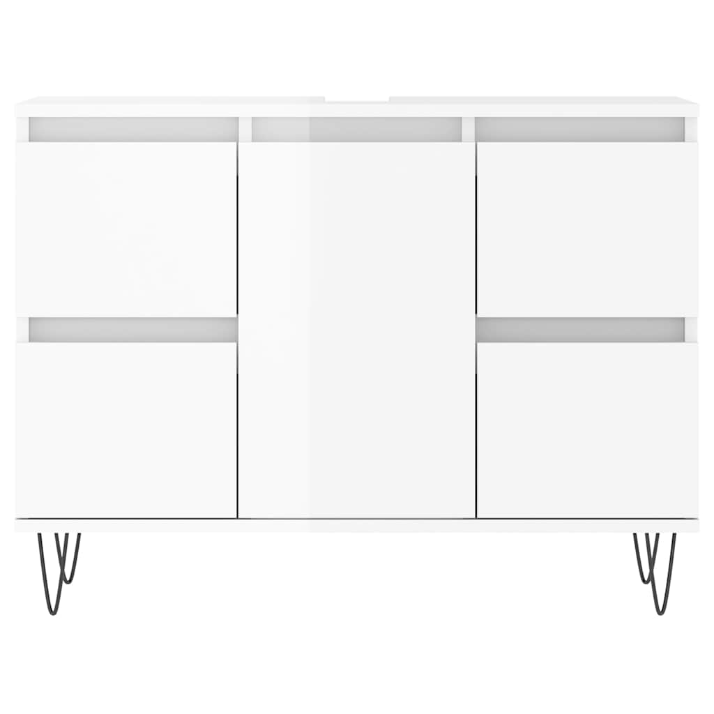 Armadietto Bagno Bianco Lucido 80x33x60cm in Legno Multistrato 831654