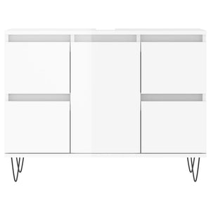 Armadietto Bagno Bianco Lucido 80x33x60cm in Legno Multistrato 831654