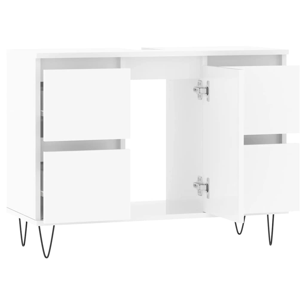 Armadietto Bagno Bianco Lucido 80x33x60cm in Legno Multistrato 831654