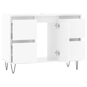 Armadietto Bagno Bianco Lucido 80x33x60cm in Legno Multistrato 831654