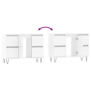 Armadietto Bagno Bianco Lucido 80x33x60cm in Legno Multistrato 831654