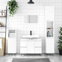 Armadietto Bagno Bianco Lucido 80x33x60cm in Legno Multistratocod mxl 80264