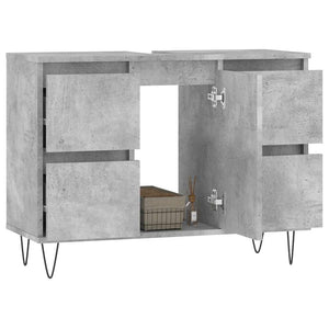 Armadietto da Bagno Grigio Cemento 80x33x60cm Legno Multistrato 831656