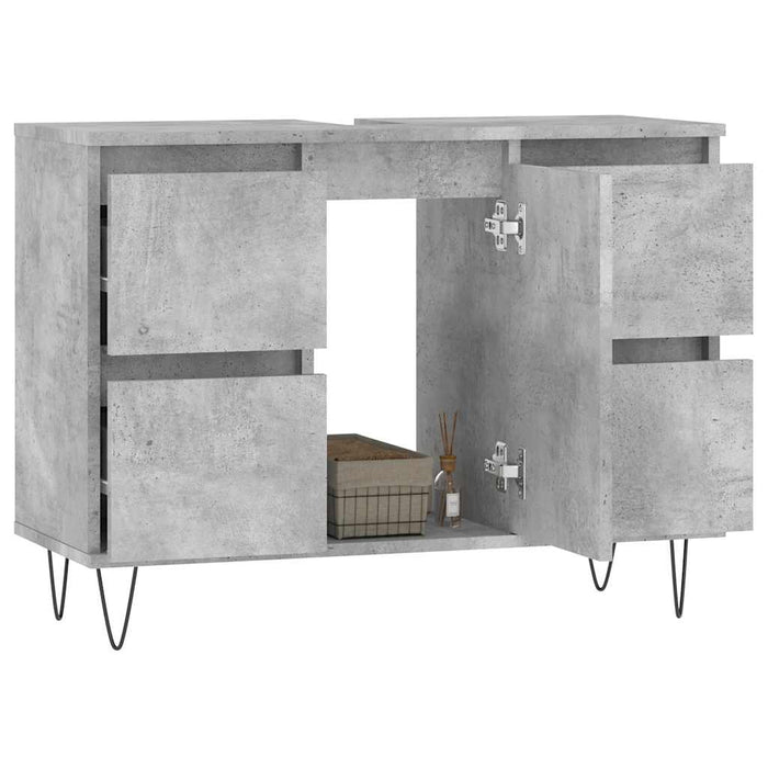 Armadietto da Bagno Grigio Cemento 80x33x60cm Legno Multistrato 831656