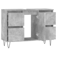 Armadietto da Bagno Grigio Cemento 80x33x60cm Legno Multistrato 831656