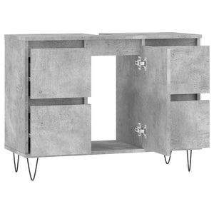 Armadietto da Bagno Grigio Cemento 80x33x60cm Legno Multistrato 831656