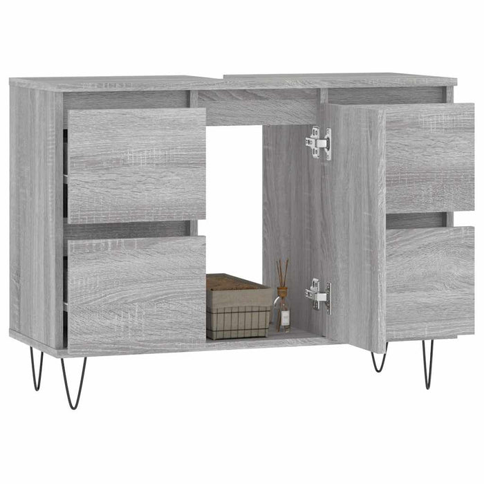Mobile da Bagno Grigio Sonoma 80x33x60 cm in Legno Multistrato 831658