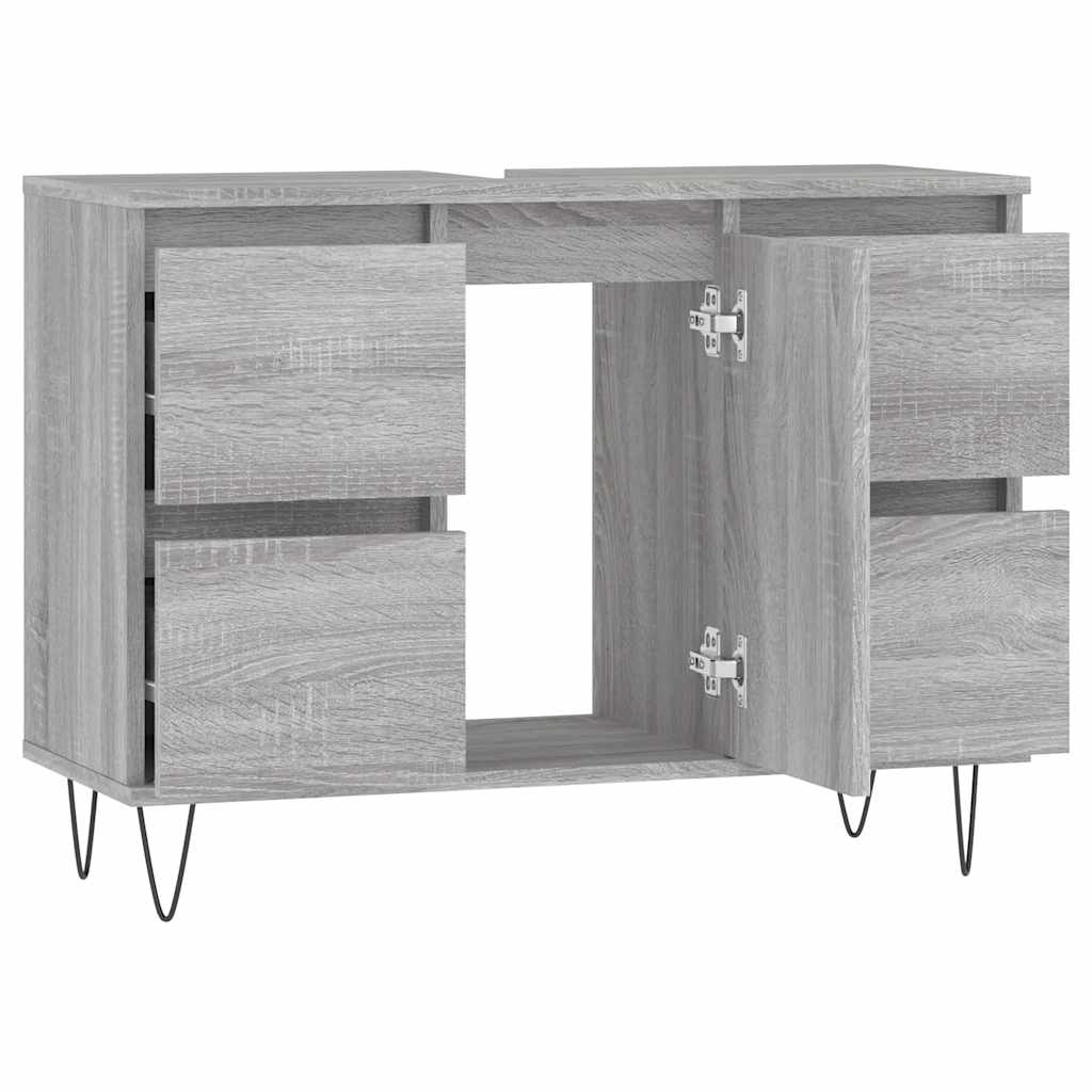Mobile da Bagno Grigio Sonoma 80x33x60 cm in Legno Multistrato 831658