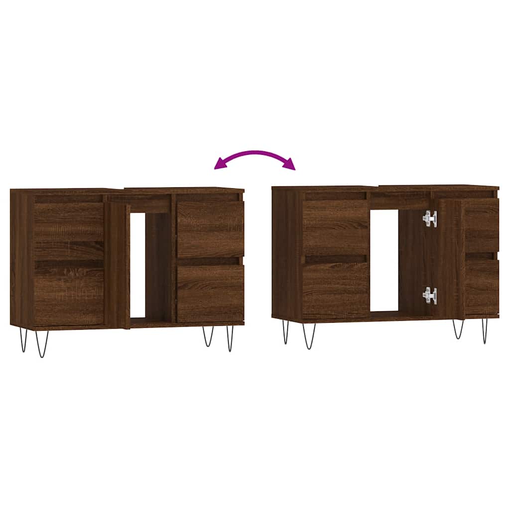 Armadietto Bagno Rovere Marrone 80x33x60cm in Legno Multistrato 831659